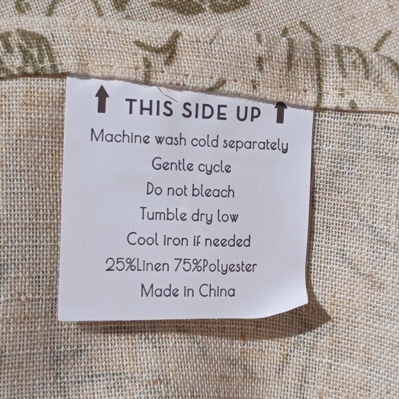 Linen Table Cloth Olive Green Floral Toile on Beige 53 x 69 Rectangle Tablecloth - Picture 3 of 9